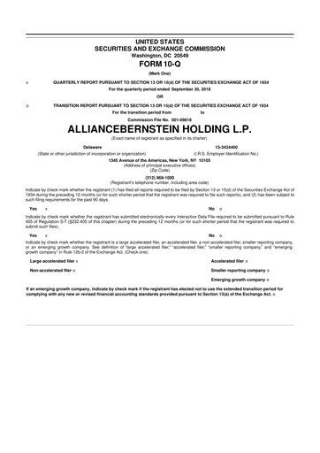 Thumbnail AllianceBernstein 10-Q Quarterly Report FY 