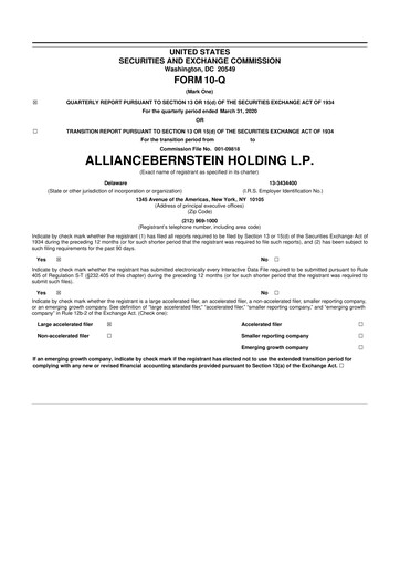 Thumbnail AllianceBernstein 10-Q Quarterly Report FY 