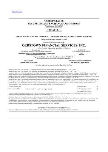 Thumbnail Orrstown Financial Services 10-K Annual Report 2018