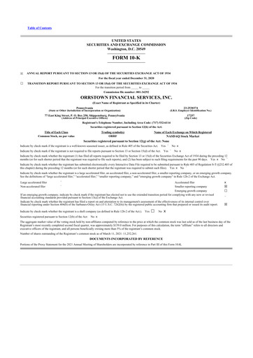 Thumbnail Orrstown Financial Services 10-K Annual Report 2020