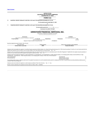 Thumbnail Orrstown Financial Services 10-Q Quarterly Report FY2023 