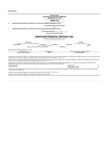 Thumbnail Orrstown Financial Services 10-Q Quarterly Report FY2023 