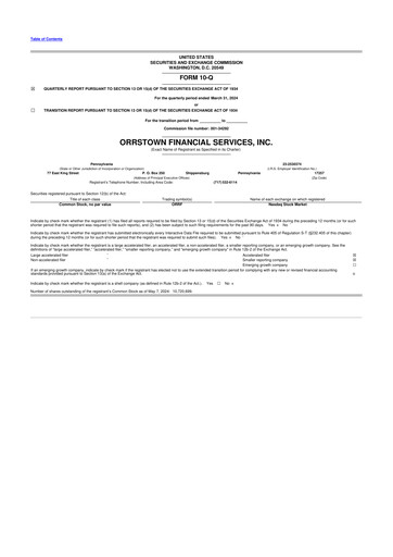 Thumbnail Orrstown Financial Services 10-Q Quarterly Report FY2024 