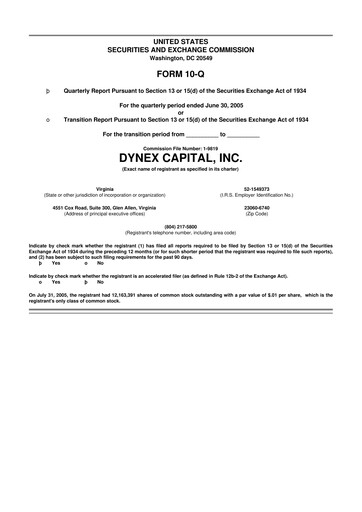Thumbnail Dynex Capital 10-Q Quarterly Report FY 