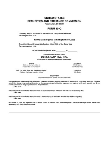 Thumbnail Dynex Capital 10-Q Quarterly Report FY 