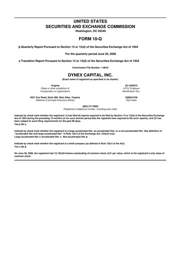 Thumbnail Dynex Capital 10-Q Quarterly Report FY 