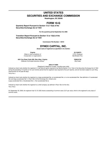 Thumbnail Dynex Capital 10-Q Quarterly Report FY 