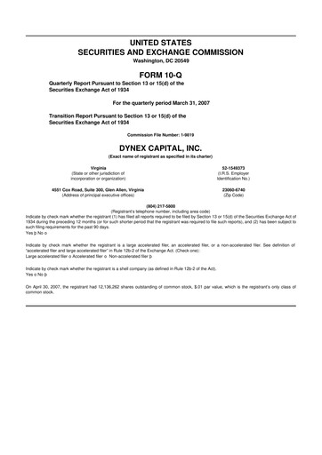 Thumbnail Dynex Capital 10-Q Quarterly Report FY 