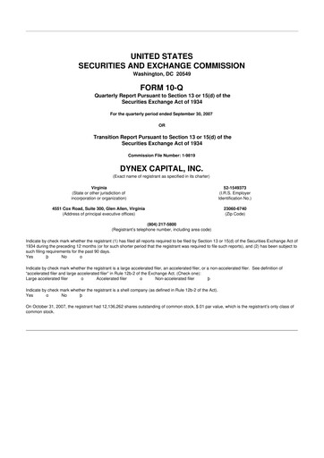 Thumbnail Dynex Capital 10-Q Quarterly Report FY 