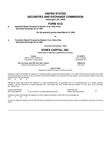 Thumbnail Dynex Capital 10-Q Quarterly Report FY 