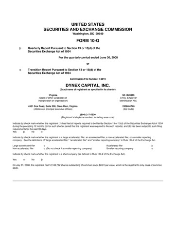 Thumbnail Dynex Capital 10-Q Quarterly Report FY 