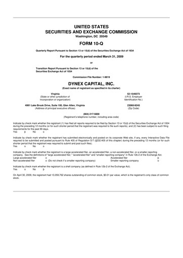 Thumbnail Dynex Capital 10-Q Quarterly Report FY 