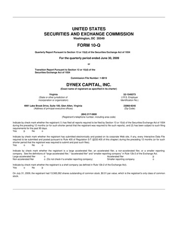 Thumbnail Dynex Capital 10-Q Quarterly Report FY 