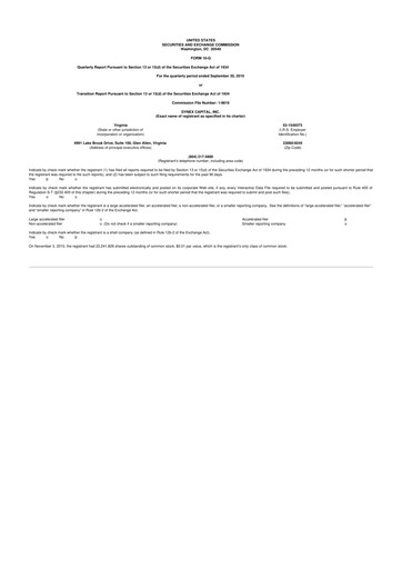 Thumbnail Dynex Capital 10-Q Quarterly Report FY 