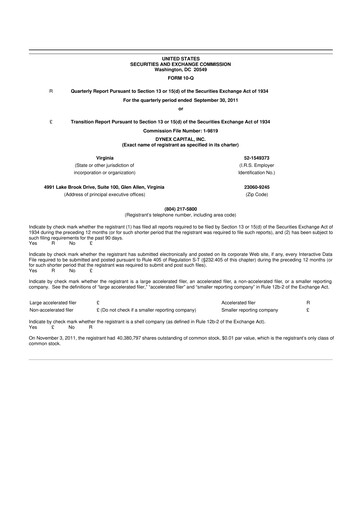 Thumbnail Dynex Capital 10-Q Quarterly Report FY2011 