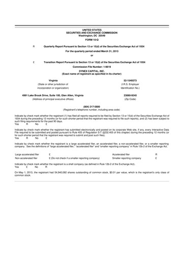 Thumbnail Dynex Capital 10-Q Quarterly Report FY2013 