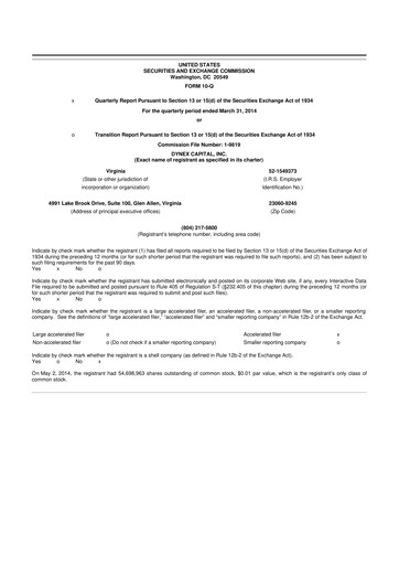 Thumbnail Dynex Capital 10-Q Quarterly Report FY2014 