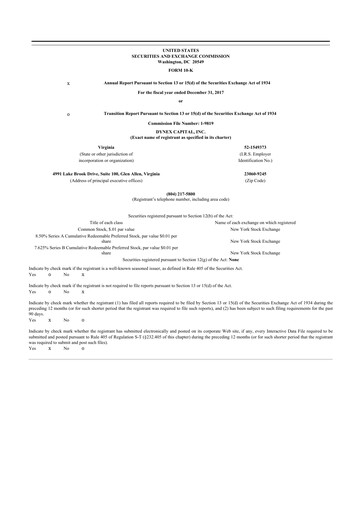 Thumbnail Dynex Capital 10-K Annual Report 2017