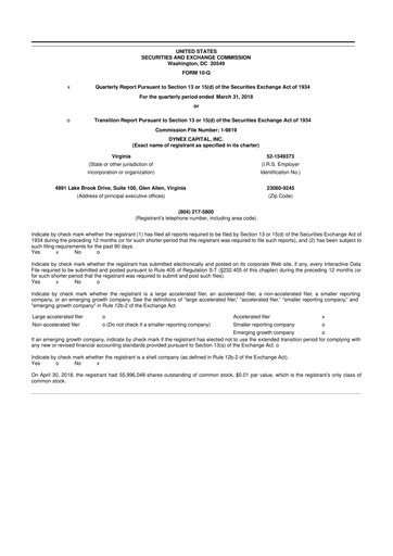 Thumbnail Dynex Capital 10-Q Quarterly Report FY2018 