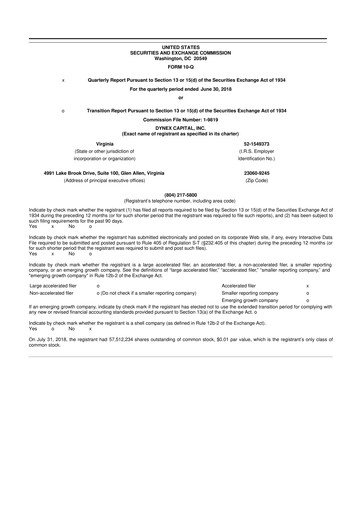 Thumbnail Dynex Capital 10-Q Quarterly Report FY2018 