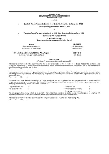 Thumbnail Dynex Capital 10-Q Quarterly Report FY2019 