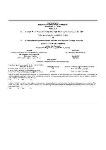 Thumbnail Dynex Capital 10-Q Quarterly Report FY 