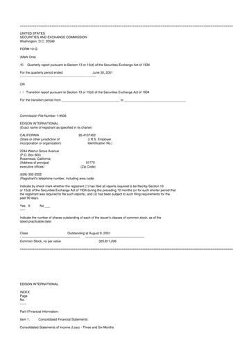 Thumbnail Edison International
 10-Q Quarterly Report FY 