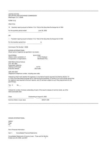 Thumbnail Edison International
 10-Q Quarterly Report FY 