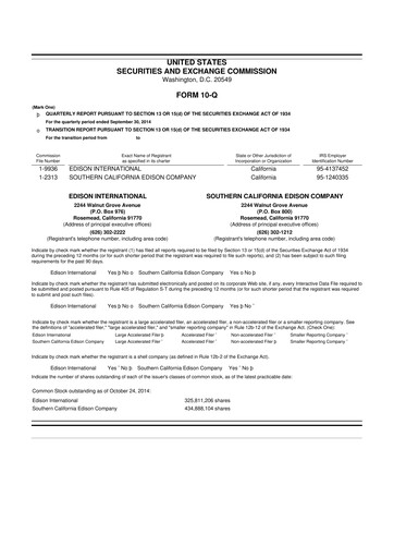Thumbnail Edison International
 10-Q Quarterly Report FY 