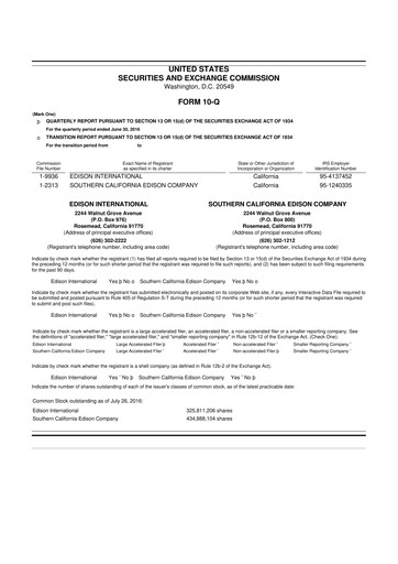 Thumbnail Edison International
 10-Q Quarterly Report FY 