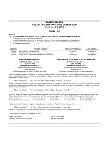 Thumbnail Edison International
 10-Q Quarterly Report FY 