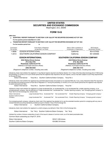 Thumbnail Edison International
 10-Q Quarterly Report FY 