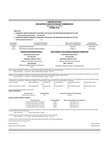 Thumbnail Edison International
 10-Q Quarterly Report FY 