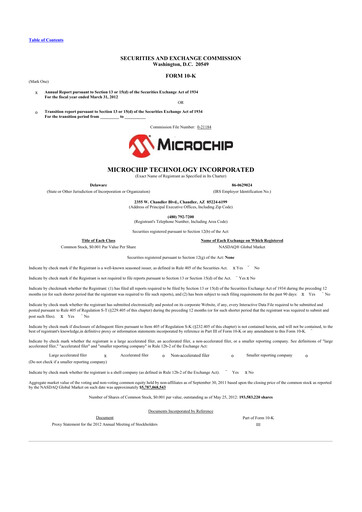 Thumbnail Microchip Technology 10-K Annual Report 2012