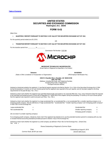 Thumbnail Microchip Technology 10-Q Quarterly Report FY2019 