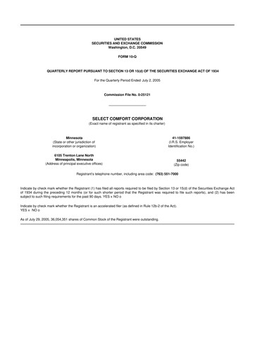 Thumbnail Sleep Number 10-Q Quarterly Report FY 