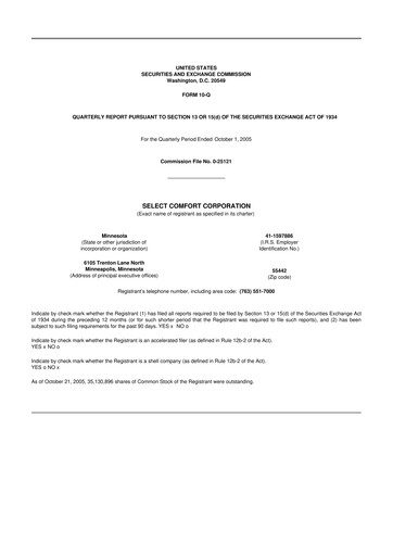 Thumbnail Sleep Number 10-Q Quarterly Report FY 