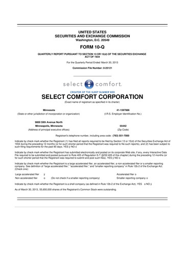 Thumbnail Sleep Number 10-Q Quarterly Report FY2013 