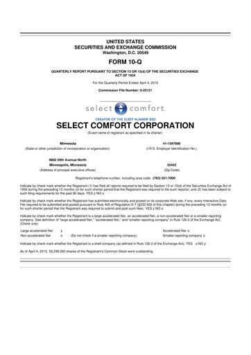 Thumbnail Sleep Number 10-Q Quarterly Report FY2015 