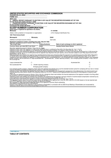 Thumbnail Sleep Number 10-K Annual Report 2025