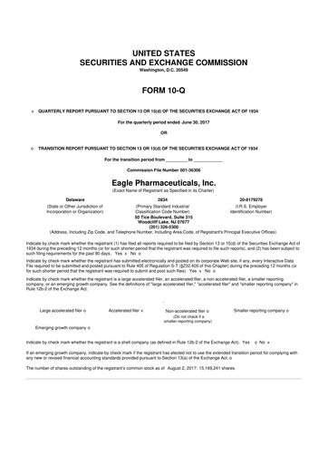 Thumbnail Eagle Pharmaceuticals
 10-Q Quarterly Report FY2017 