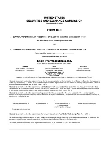 Thumbnail Eagle Pharmaceuticals
 10-Q Quarterly Report FY2017 