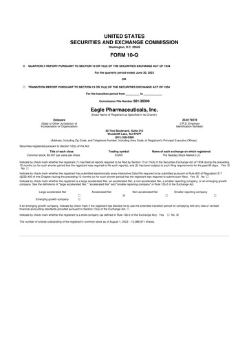 Thumbnail Eagle Pharmaceuticals
 10-Q Quarterly Report FY2023 