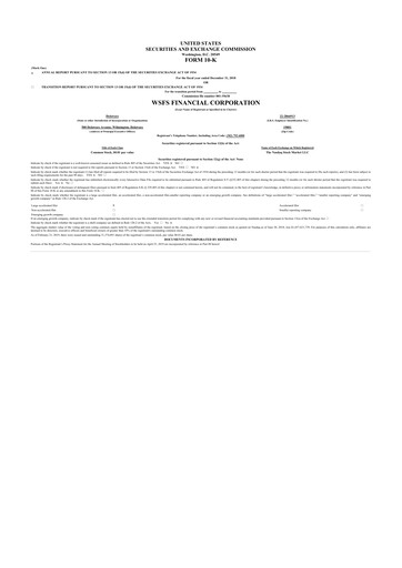 Thumbnail WSFS Financial 10-K Annual Report 2018