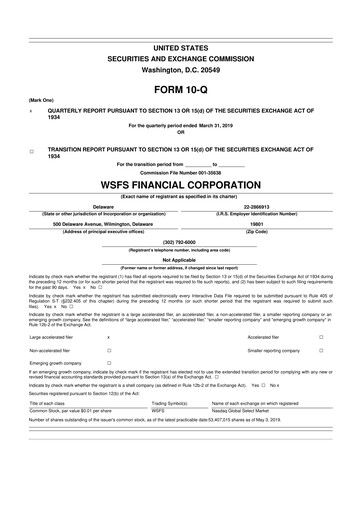 Thumbnail WSFS Financial 10-Q Quarterly Report FY2019 