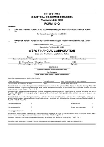 Thumbnail WSFS Financial 10-Q Quarterly Report FY2019 
