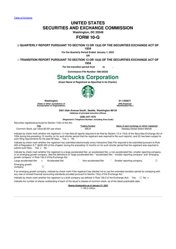 Thumbnail Starbucks 10-Q Quarterly Report FY2023 