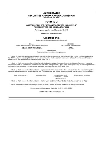 Thumbnail Citigroup 10-Q Quarterly Report FY2014 