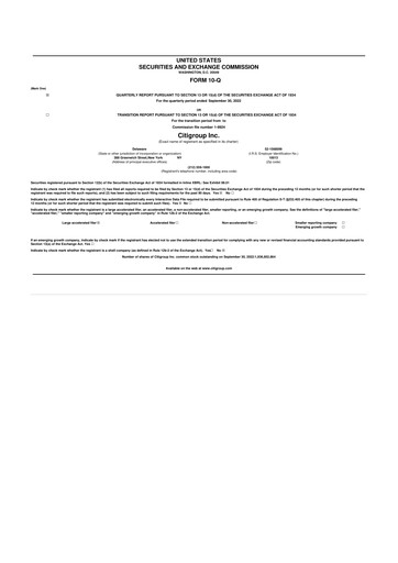 Thumbnail Citigroup 10-Q Quarterly Report FY2022 