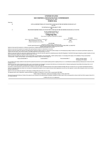 Miniature Citigroup 10-K Rapport annuel 2022